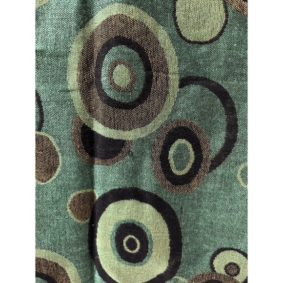 Vintage Pashmina Cashmere Wool, Silk Paisley Fringe Wrap Scarf Stunning Green - Picture 2 of 7